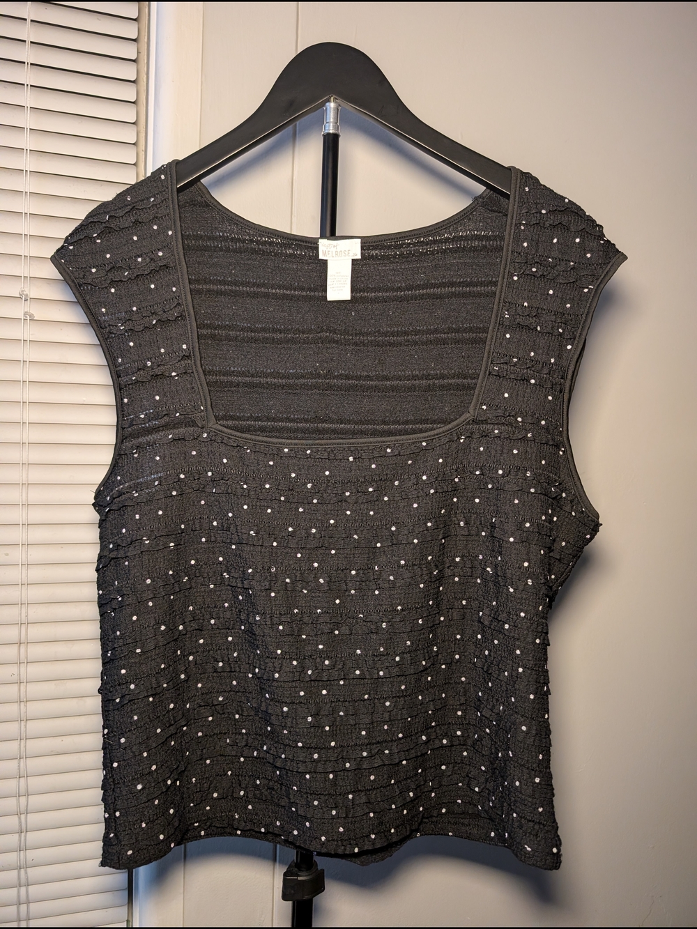 West Of Melrose Black Eyelet Scoop Neck Tank